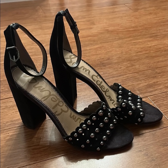 Sam Edelman Black Studded Women's Heels - size 8.5 - open toe - great condition - Picture 1 of 8